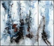 Voile de l'instant (diptyque acrylique/ toile 0.8m + 0.35 m x1 m ) 2009