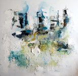 En bleu  ( tech mixte / toile 0.8m x 0.8 m ) 2008